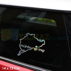 Nürburgring Renkli Hologram Oto Cam Sticker Araba Etiket Çıkartma Yapıştırma Aksesuar 14 X 13 Cm