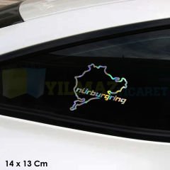 Nürburgring Renkli Hologram Oto Cam Sticker Araba Etiket Çıkartma Yapıştırma Aksesuar 14 X 13 Cm