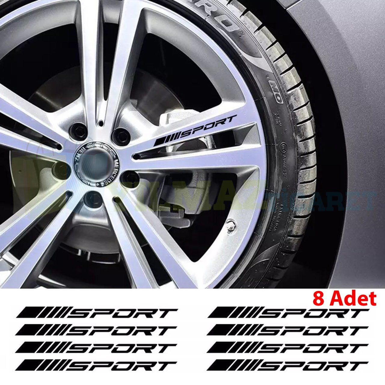 Mercedes Amg Sport Kapı Kolu Jant Oto Sticker Yapıştırma Etiket Araç Çıkartma 8 Adet