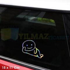 Rahat İnsan Komik Hologram Motosiklet Oto Cam Sticker Araba Etiket Çıkartma Yapıştırma 15 X 11 Cm