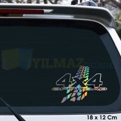 Toyota Ford Jeep Mitsubishi Off Road 4x4 Lastik İzi Hologram Oto Sticker Araba Yapıştırma 18 X 12 Cm