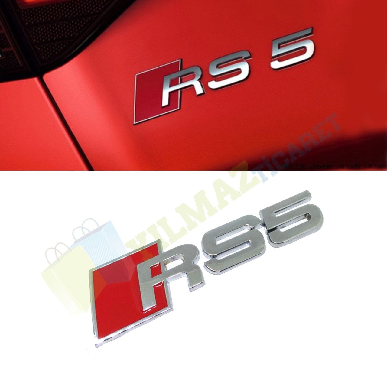 Audi RS5 Bagaj Arma Logo Amblem Paslanmaz Çelik Yüksek Kalite