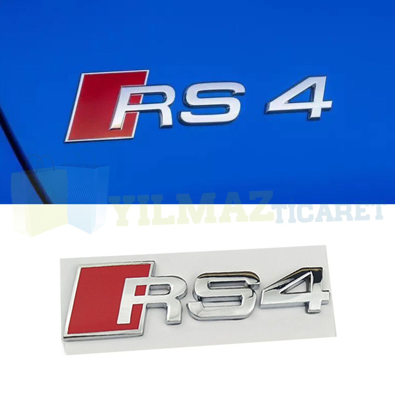 Audi RS4 Metal Logo Arka Bagaj Süper Kaliteli