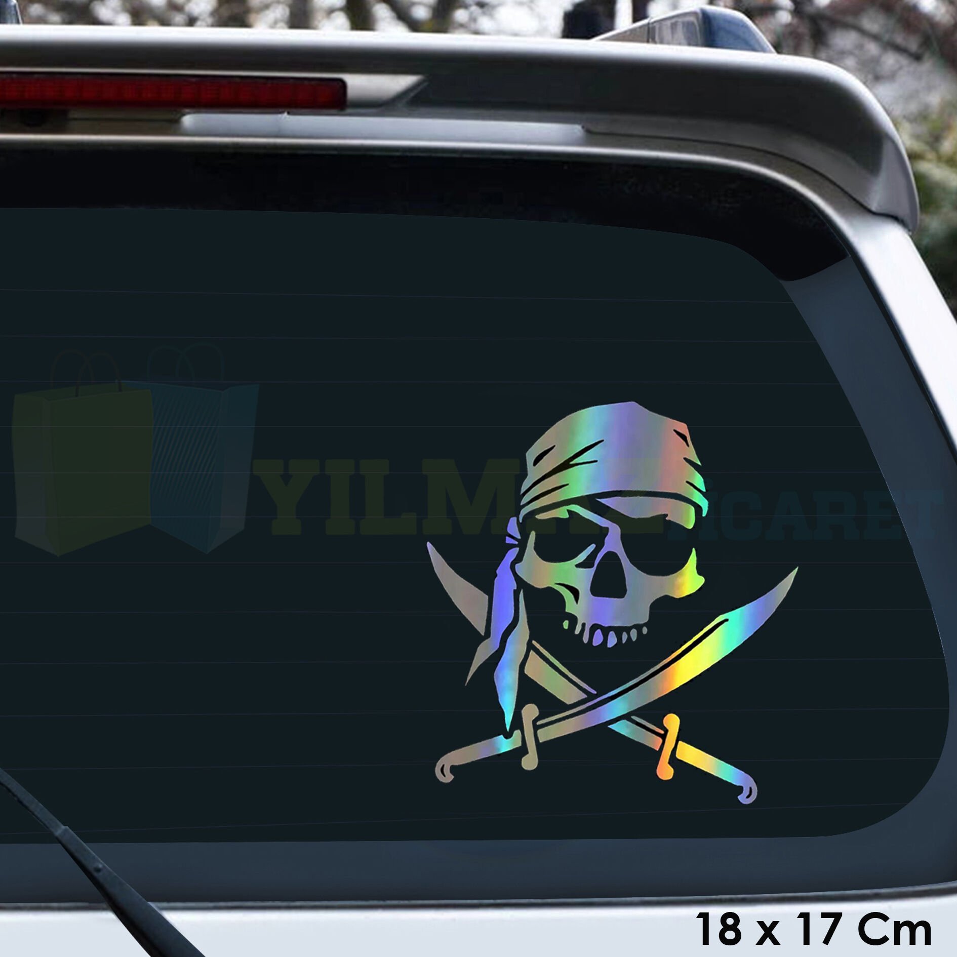 Kuru Kafa Renkli Hologram Araba Oto Sticker Etiket Yapıştırma Çıkartma Aksesuar 18 x 17 Cm