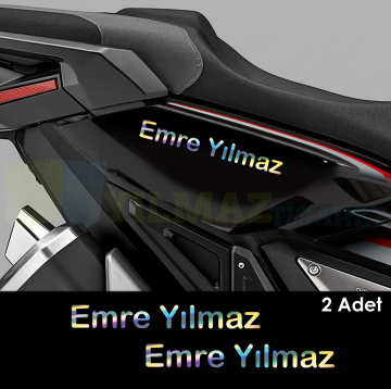 Kişiye Özel İsim Soyisim Hologram Motosiklet Oto Sticker Araba Etiket Çıkartma 2 Adet