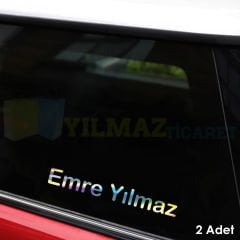 Kişiye Özel İsim Soyisim Hologram Motosiklet Oto Sticker Araba Etiket Çıkartma 2 Adet