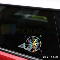 Pusula Dağ Karavan Hologram Araba Oto Sticker Etiket Yapıştırma Çıkartma Aksesuar 20 x 15 Cm