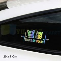 Arabada İkiz Bebek Var Hologram Oto Sticker Araba Etiket Çıkartma Aksesuar Renkli Yapıştırma 20 x 9 Cm