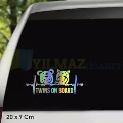 Arabada İkiz Bebek Var Hologram Oto Sticker Araba Etiket Çıkartma Aksesuar Renkli Yapıştırma 20 x 9 Cm
