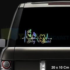Baby On Board Arabada Bebek Var Ayak İzi Hologram Oto Sticker Etiket Yapıştırma Çıkartma 20 x 10 Cm
