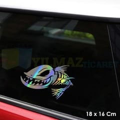 Katil Balık Renkli Hologram Oto Sticker Araba Cam Etiket Çıkartma Yapıştırma Aksesuar 18 x 16 Cm