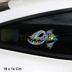 Katil Balık Renkli Hologram Oto Sticker Araba Cam Etiket Çıkartma Yapıştırma Aksesuar 18 x 16 Cm