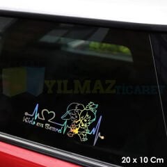 Arabada Çocuklar Bebekler Var Hologram Cam Oto Sticker Çıkartma Etiket Çıkartma 20 x 10 Cm