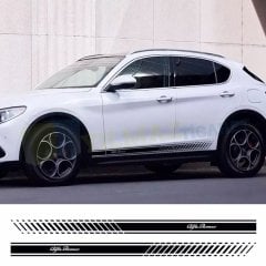 Alfa Romeo Logo Yan Kapı Altı Şerit Oto Sticker Etiket 2 Adet