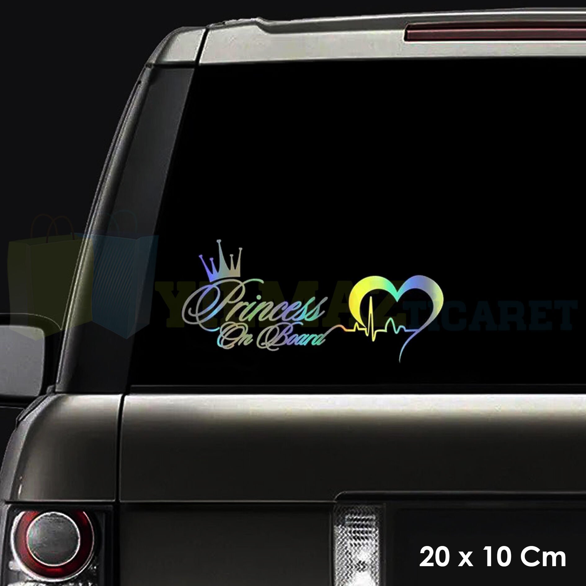 Arabada Prenses Var Hologram Araba Oto Sticker Yapıştırma Etiket Çıkartma Aksesuar 20 x 10 Cm