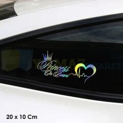 Arabada Prenses Var Hologram Araba Oto Sticker Yapıştırma Etiket Çıkartma Aksesuar 20 x 10 Cm