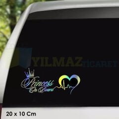 Arabada Prenses Var Hologram Araba Oto Sticker Yapıştırma Etiket Çıkartma Aksesuar 20 x 10 Cm