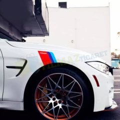Bmw M Power Çamurluk Tampon Şerit Oto Sticker Araba Etiket 1 Çift