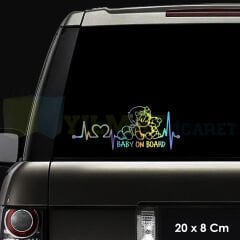 Arabada Bebekler Var Baby On Board Hologram Oto Sticker Etiket Yapıştırma Çıkartma 20 x 8 Cm