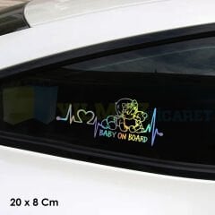 Arabada Bebekler Var Baby On Board Hologram Oto Sticker Etiket Yapıştırma Çıkartma 20 x 8 Cm