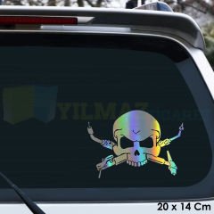 Kuru Kafa Renkli Hologram Oto Sticker Motosiklet Araba Yapıştırma Etiket Çıkartma 20 x 14 Cm