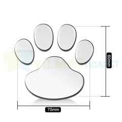 Kedi Pati İzi Oto Sticker 3D Kabartmalı Parlak Gümüş 1 Çift Araba Yapıştırma Etiket Çıkartma