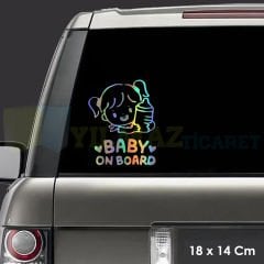 Arabada Prenses Kız Bebek Var Baby On Board Hologram Oto Sticker Etiket Çıkartma 18 x 14 Cm