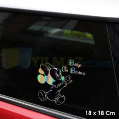 Miny Mouse Arabada Bebek Var Baby On Board Hologram Oto Sticker Etiket Yapıştırma Araba 18 x 18 Cm