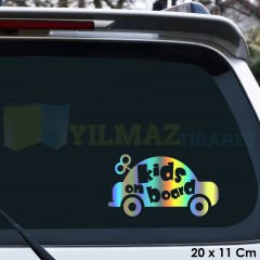 Arabada Bebek Var Baby On Board Hologram Oto Araba Sticker Etiket Yapıştırma Aksesuar 20 x 11 Cm
