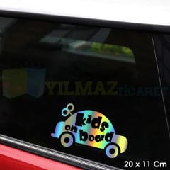 Arabada Bebek Var Baby On Board Hologram Oto Araba Sticker Etiket Yapıştırma Aksesuar 20 x 11 Cm