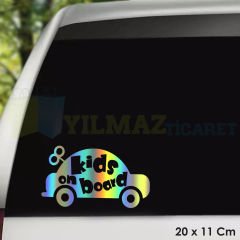 Arabada Bebek Var Baby On Board Hologram Oto Araba Sticker Etiket Yapıştırma Aksesuar 20 x 11 Cm