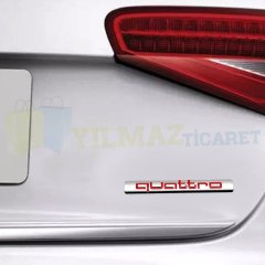 Audi Quattro Bagaj Çamurluk Torpido Logo Arma Amblem Paslanmaz Çelik Parlak Kırmızı 1 Adet