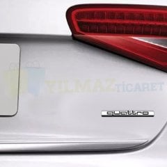 Audi Quattro Bagaj Çamurluk Torpido Logo Amblem Paslanmaz Çelik Siyah 1 Adet