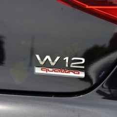 Audi Quattro Metal Logo Bagaj Çamurluk Siyah-Kırmızı Kaliteli