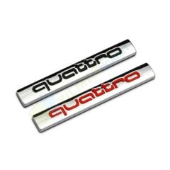 Audi Quattro Metal Logo Bagaj Çamurluk Siyah-Kırmızı Kaliteli