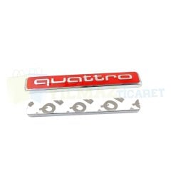 Audi Quattro Bagaj Yan Çamurluk Torpido Logo Amblem Paslanmaz Çelik 1 Adet Kırmızı
