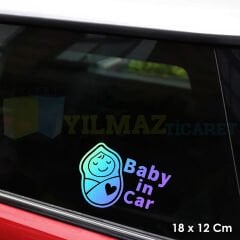 Kundak Uyuyan Bebek Arabada Bebek Var Hologram Oto Sticker Etiket Renkli Etiket Çıkartma 18 x 12 cm