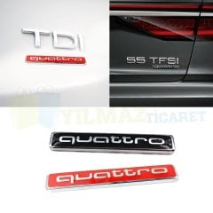 Audi Quattro Bagaj Çamurluk Logo Amblem Çelik 1 Ad Kırmızı-Siyah