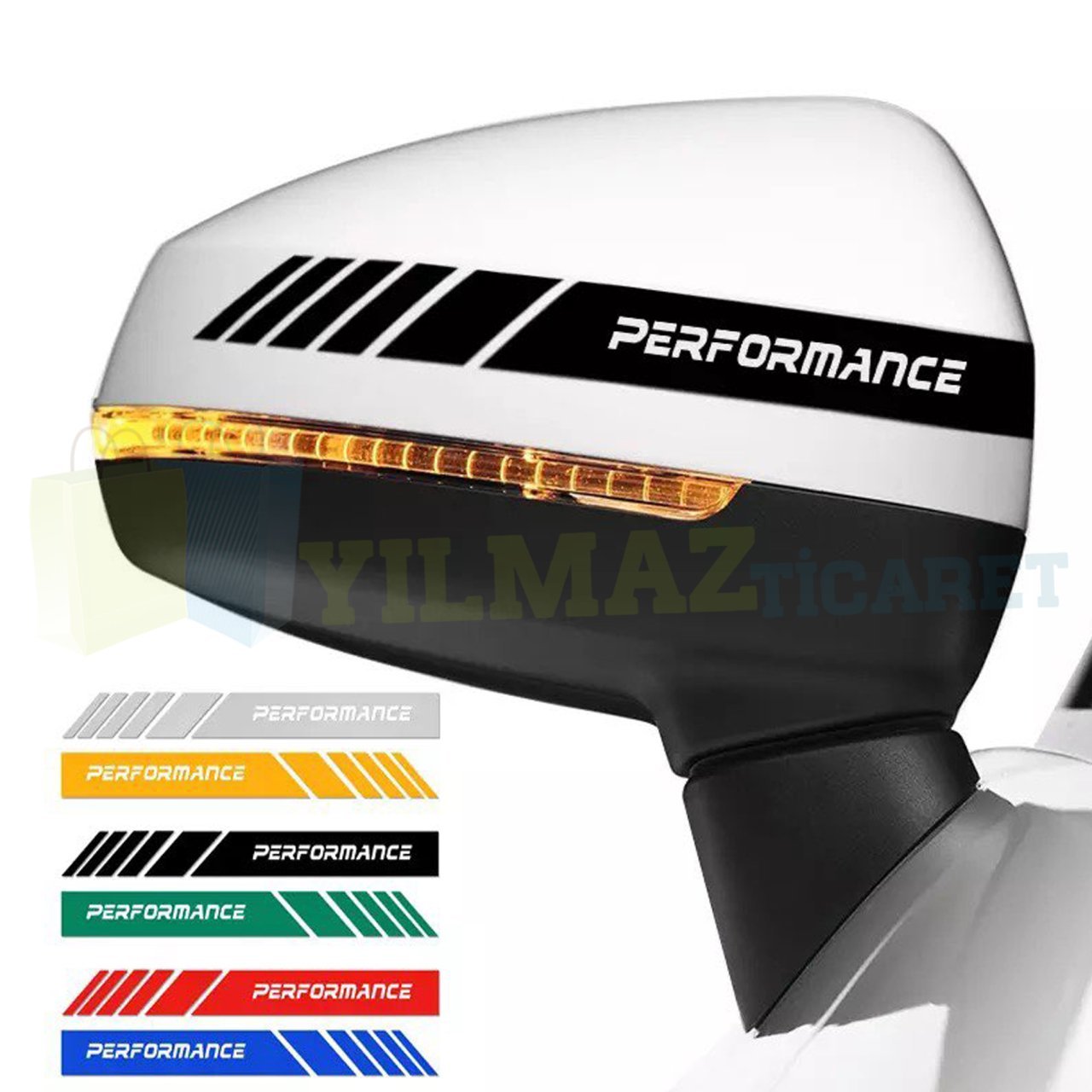 Bmw Performance Yan Ayna Şerit Oto Sticker Yapıştırma Etiket 6 Adet