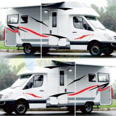 Karavan Çekme Desen Çizgi Oto Sticker Yapıştırma Modifiye Etiket