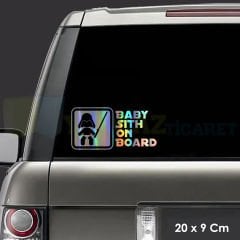 Arabada Savaşçı Bebek Var Hologram Cam Oto Sticker Etiket Çıkartma Renkli Çıkartma Aksesuar 20 x 9 Cm