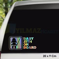 Arabada Savaşçı Bebek Var Hologram Cam Oto Sticker Etiket Çıkartma Renkli Çıkartma Aksesuar 20 x 9 Cm