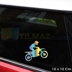 Biker On Board Motosiklet Var Hologram Oto Motosiklet Sticker Etiket Çıkartma Yapıştırma 15 x 12 Cm