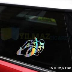Yanlayan Motor Hologram Renkli Motosiklet Oto Sticker Çıkartma Araba Motor Etiket 15 x 12 Cm