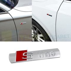 Audi S Line Yan Logo Çamurluk Arma Amblem Paslanmaz Çelik Parlak 1 Adet Yüksek Kaliteli Kalıp