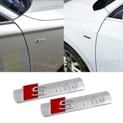Audi S Line Yan Logo Çamurluk Arma Amblem Paslanmaz Çelik Parlak 1 Adet Yüksek Kaliteli Kalıp