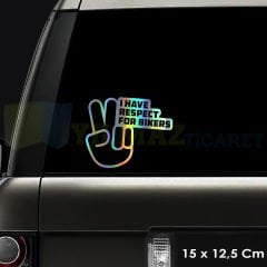 Motorcuya Saygım Var Hologram Motosiklet Araba Oto Sticker Etiket Renkli Yapıştırma 15 x 12.5 Cm