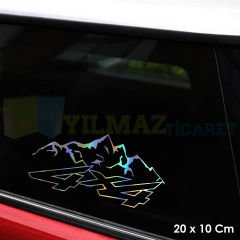 4x4 Toyota Ford Jeep Mitsubishi Off Road 4x4 Hologram Oto Sticker Etiket Yapıştırma 20 x 10 Cm