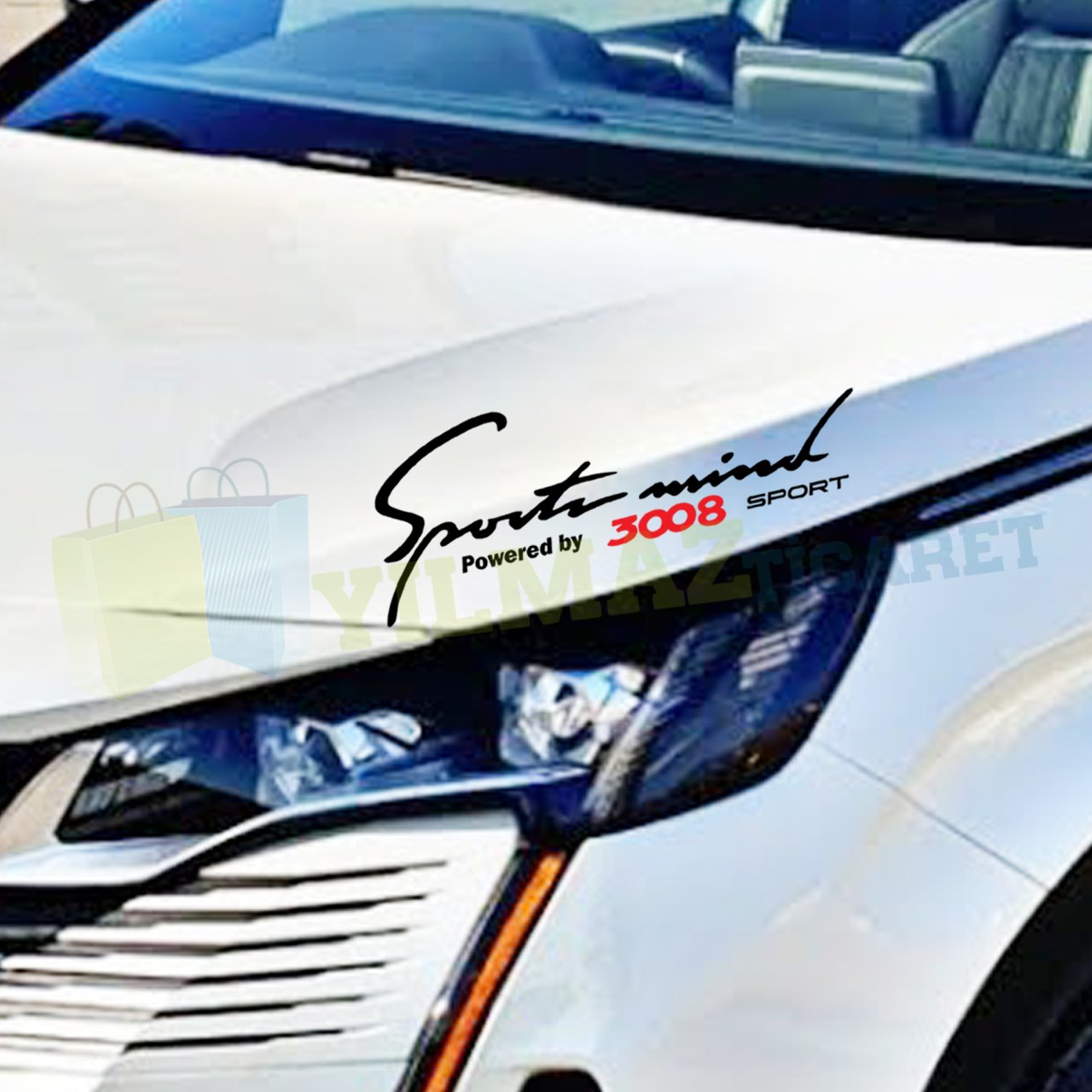 Peugeot 3008 Logo Sport Mind Kaput Far Oto Sticker Yapıştırma