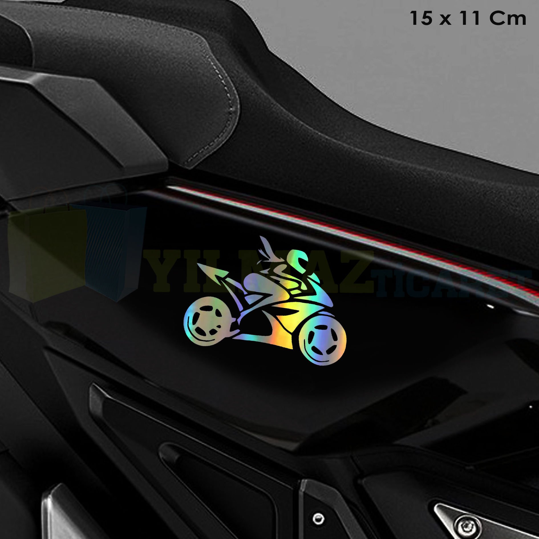 Motorcu Kız Girl Hologram Sticker Motosiklet Aksesuar Araba Etiket Yapıştırma Etiket Renkli 15 x 11 Cm